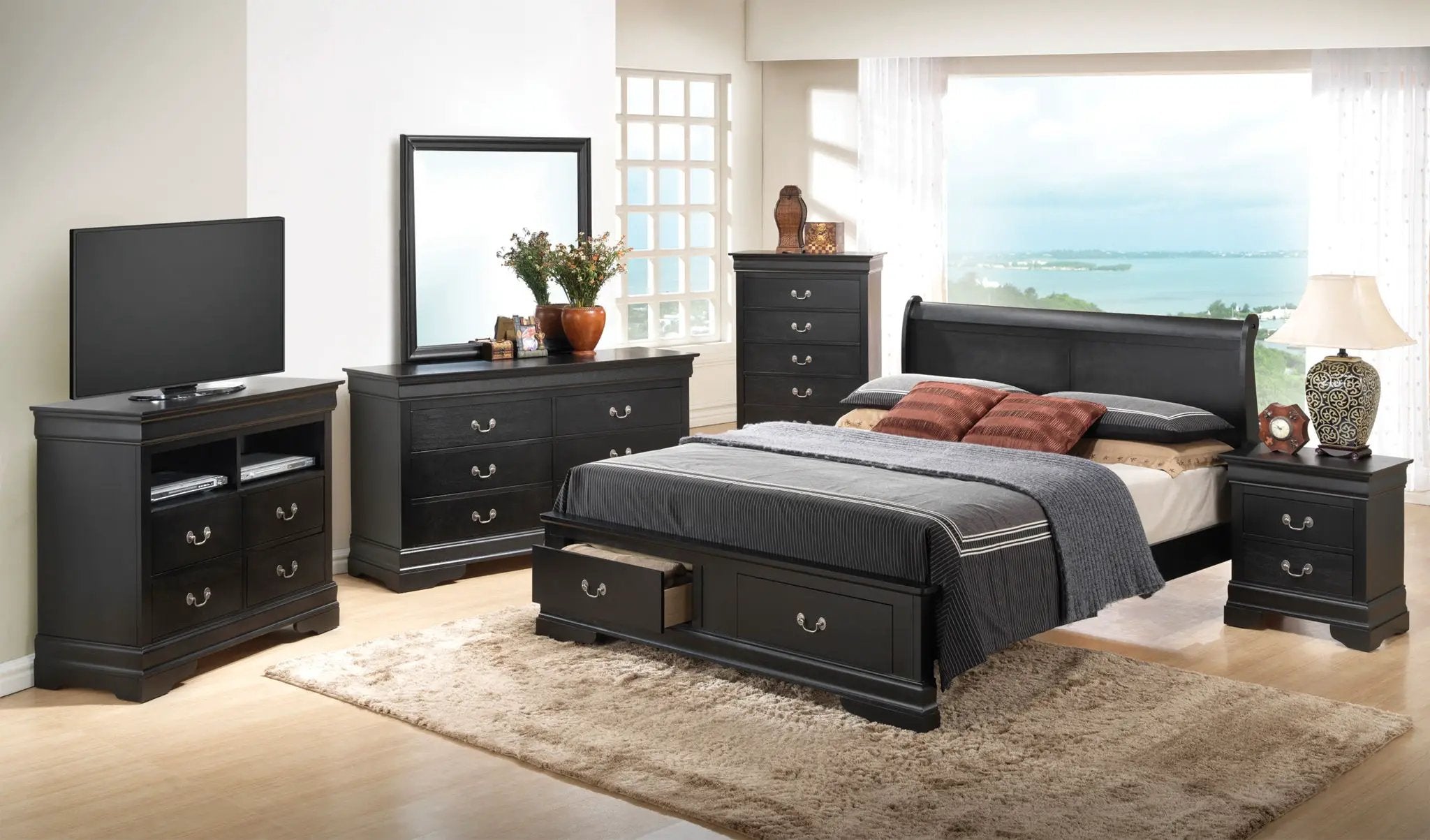 Upholstered Panel Sleigh Bed Design by HouseOfZazla