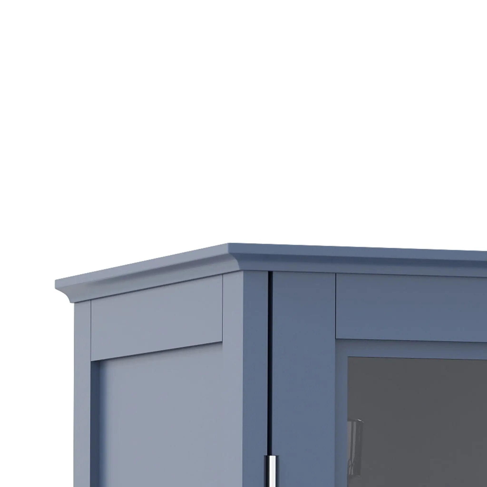 Minimalist Buffet Cabinet With Double Glass Doors And Drawer