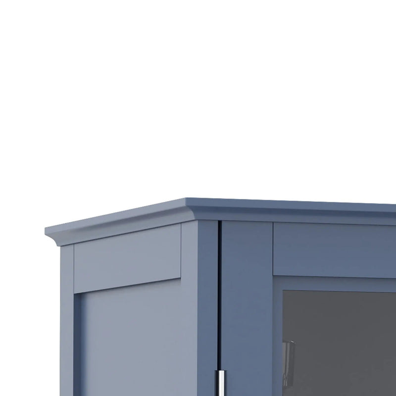 Minimalist Buffet Cabinet With Double Glass Doors And Drawer