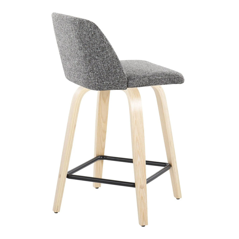 Toriano - Contemporary Modern Design Fixed Height Counter Stool With Swivel With Square Footrest (Set of 2) by HouseOfZazla