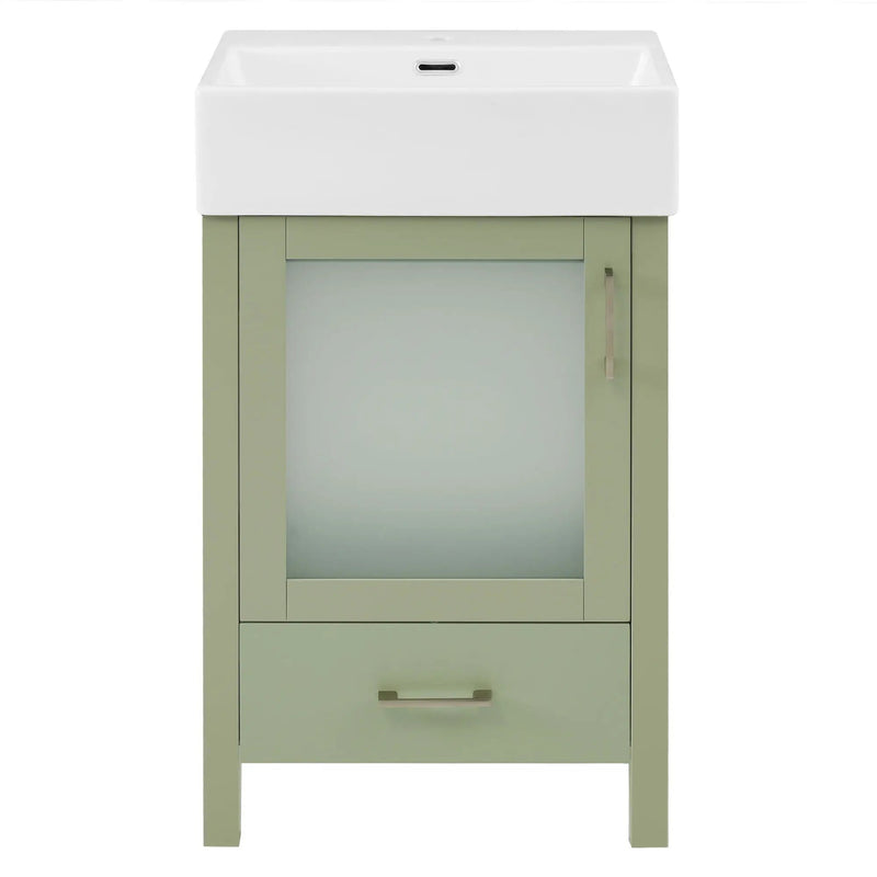 Bathroom Vanity With Ceramic Sink And Ample Storage, Ideal For Small Bathrooms by HouseOfZazla