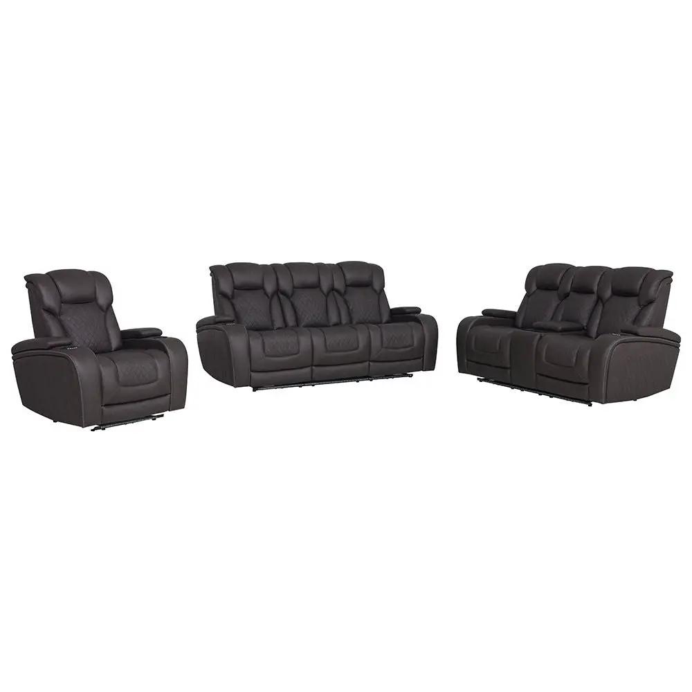 Wendell - Power Motion Loveseat With Console, Wireless Charger, Storage, USB & LED - Dark Gray by Unique Piece Furniture