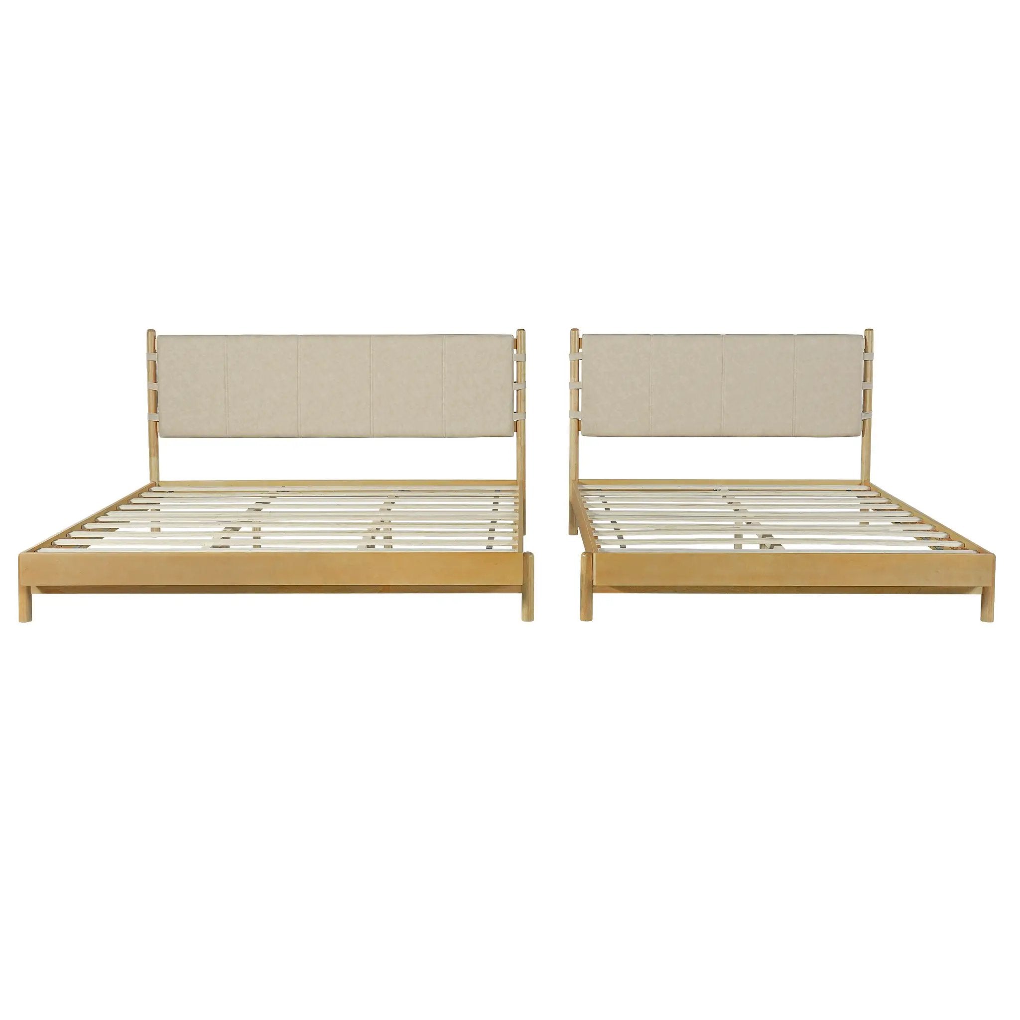 Premium Rubber Wood Platform Bed Frame, Queen Size with Headboard by HouseOfZazla