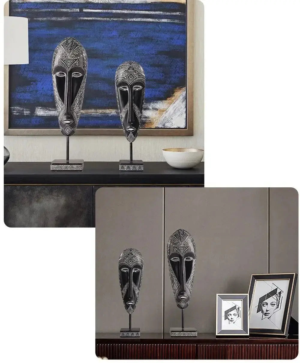 African Tribal Face Mask Decorative Sculpture for Home Decor by House Of Avana