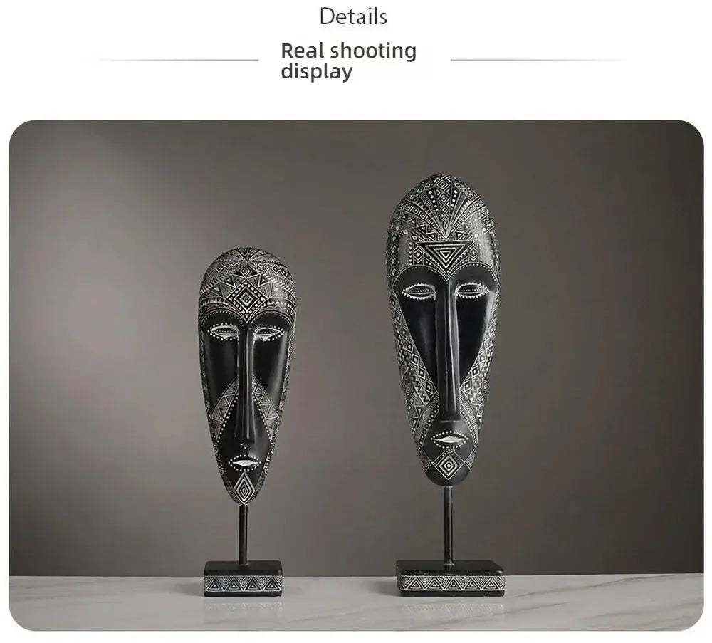 African Tribal Face Mask Decorative Sculpture for Home Decor by House Of Avana