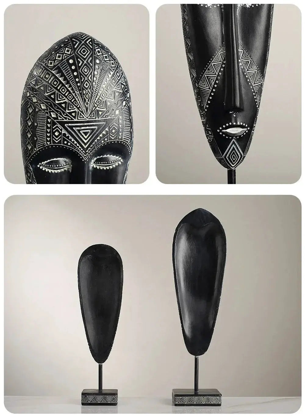 African Tribal Face Mask Decorative Sculpture for Home Decor by House Of Avana