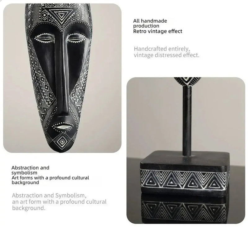 African Tribal Face Mask Decorative Sculpture for Home Decor by House Of Avana