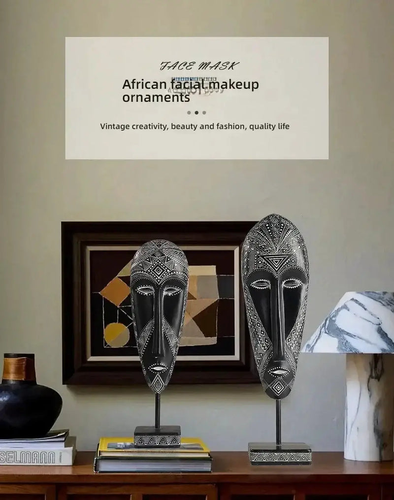 African Tribal Face Mask Decorative Sculpture for Home Decor by House Of Avana