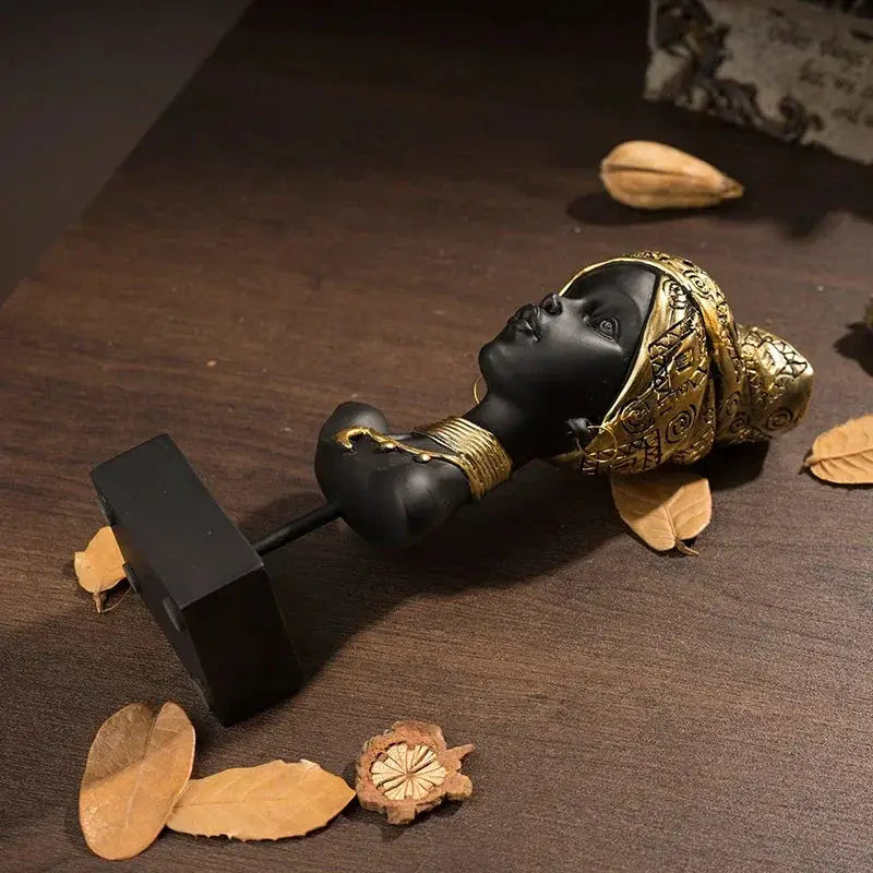 African Woman Bust Figurine with Gold Head by House Of Avana