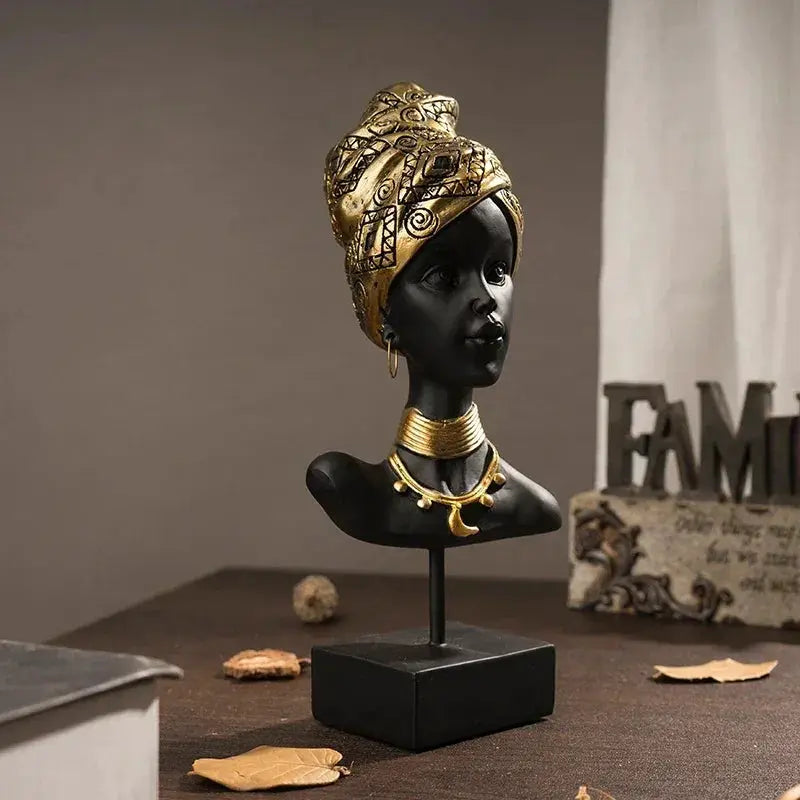 African Woman Bust Figurine with Gold Head by House Of Avana