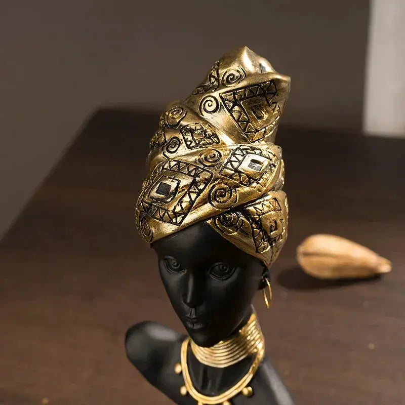 African Woman Bust Figurine with Gold Head by House Of Avana