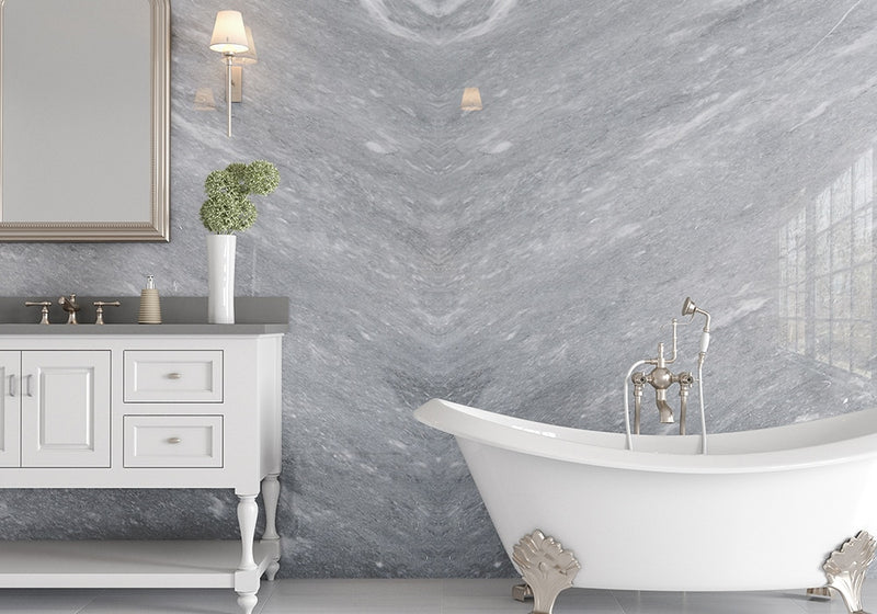 Afyon Grey Polished Marble Slab Random room scene