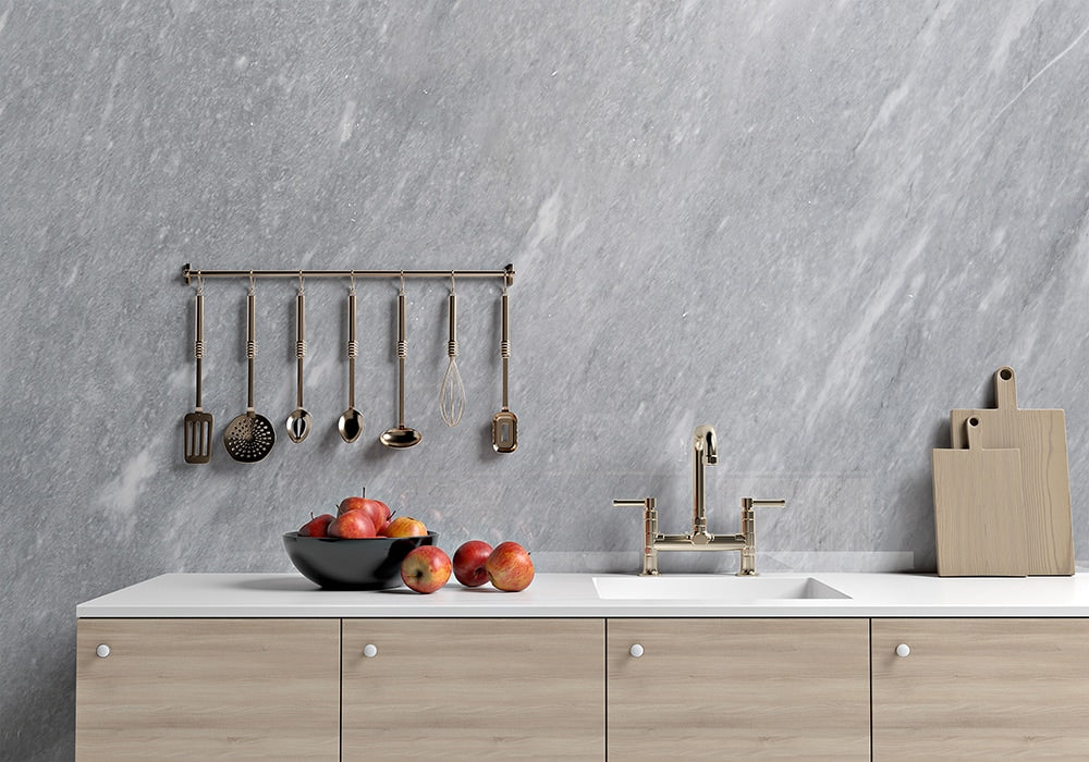 Afyon Grey Polished Marble Slab Random room scene 2