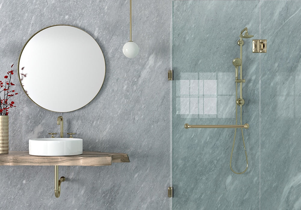Afyon Grey Polished Marble Slab Random room scene 3