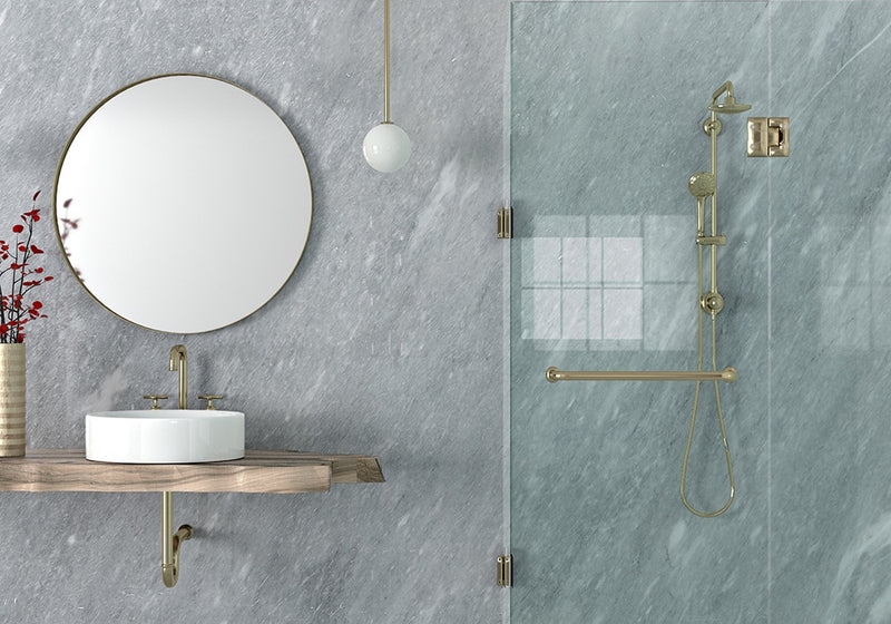 Afyon Grey Polished Marble Slab Random room scene 3