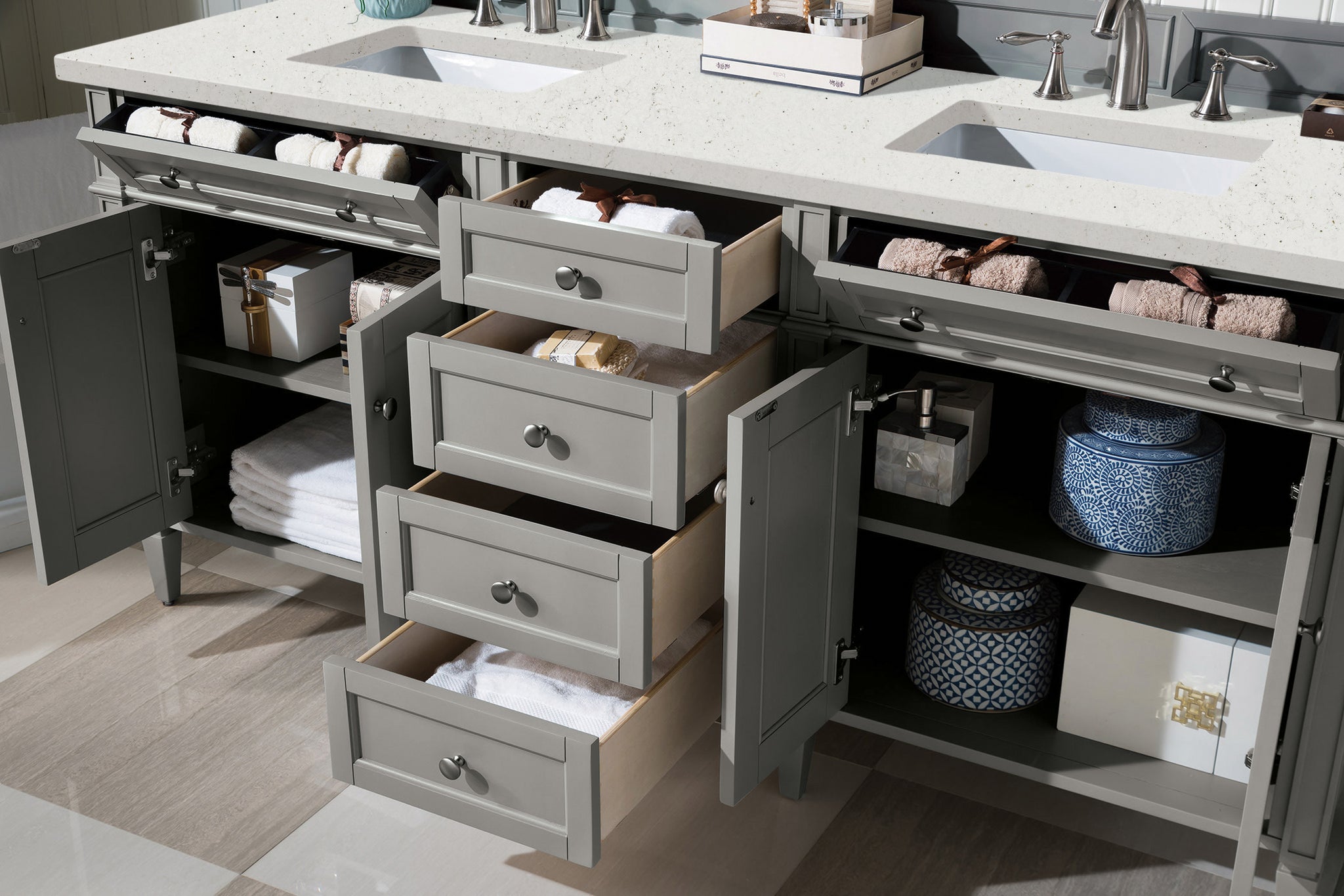 James Martin Brittany 72" Double Bathroom Vanity, Urban Gray, view 28