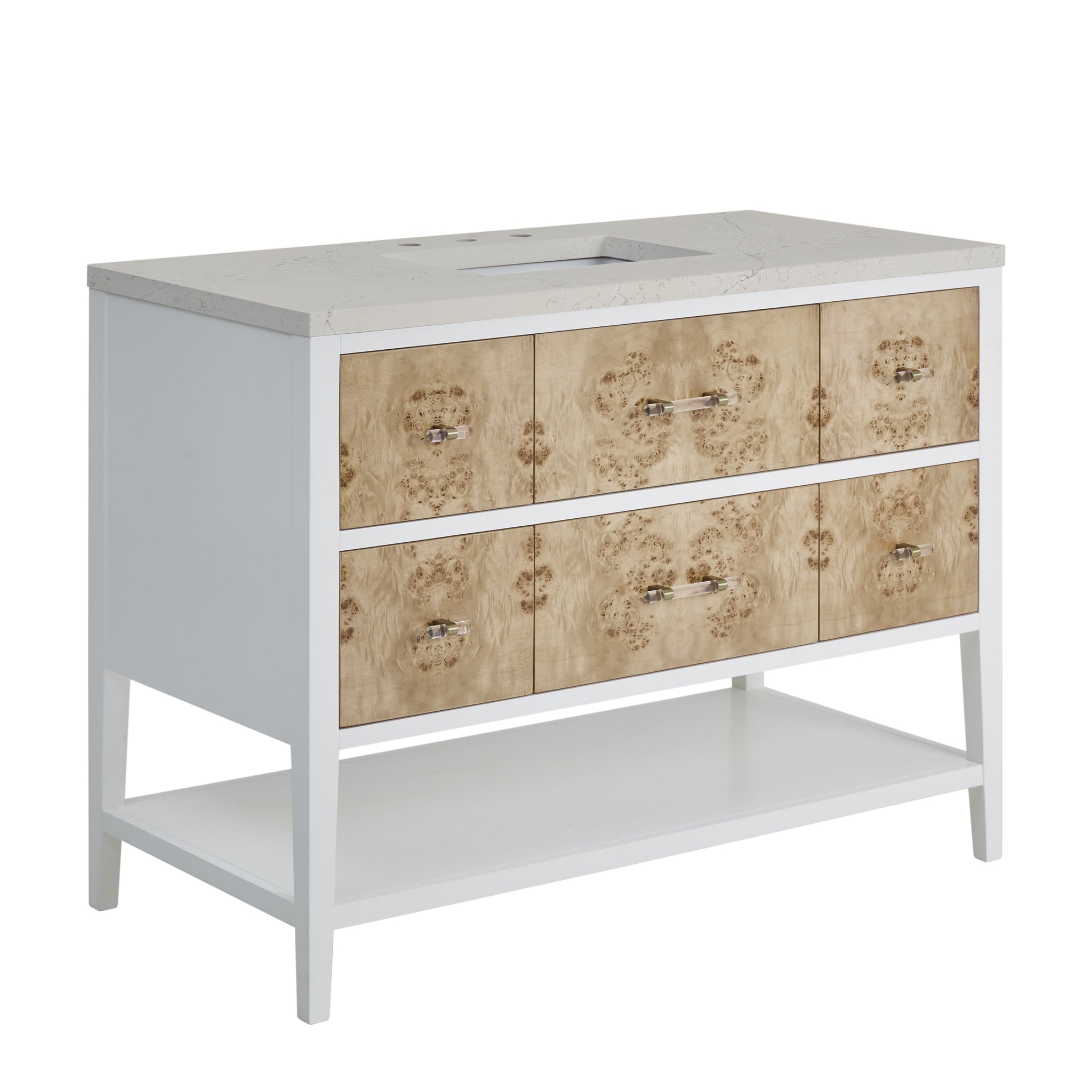 James Martin Olena 48" Single Bathroom Vanity, Polished White and Light Mappa Burl, view 32
