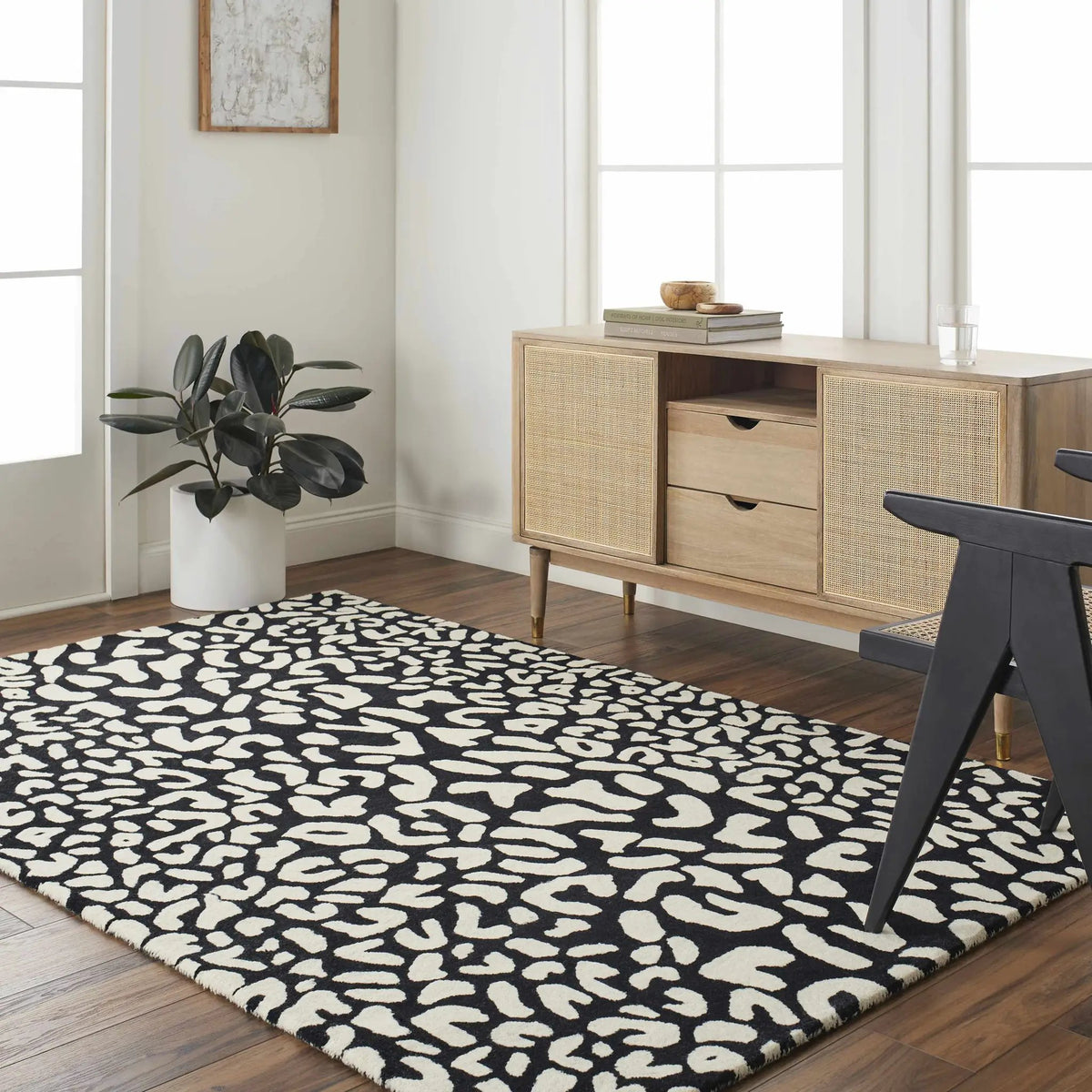 Akeem Leopard Print Area Rug - Clearance, installed in a room