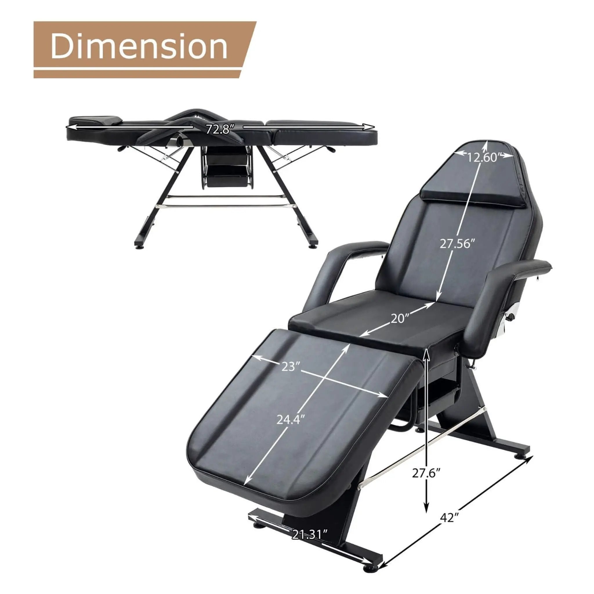 Multi-Purpose 3-Section Adjustable Massage Tattoo Chair With Stool (SAK35617) by SAKSBY WHOLESALE