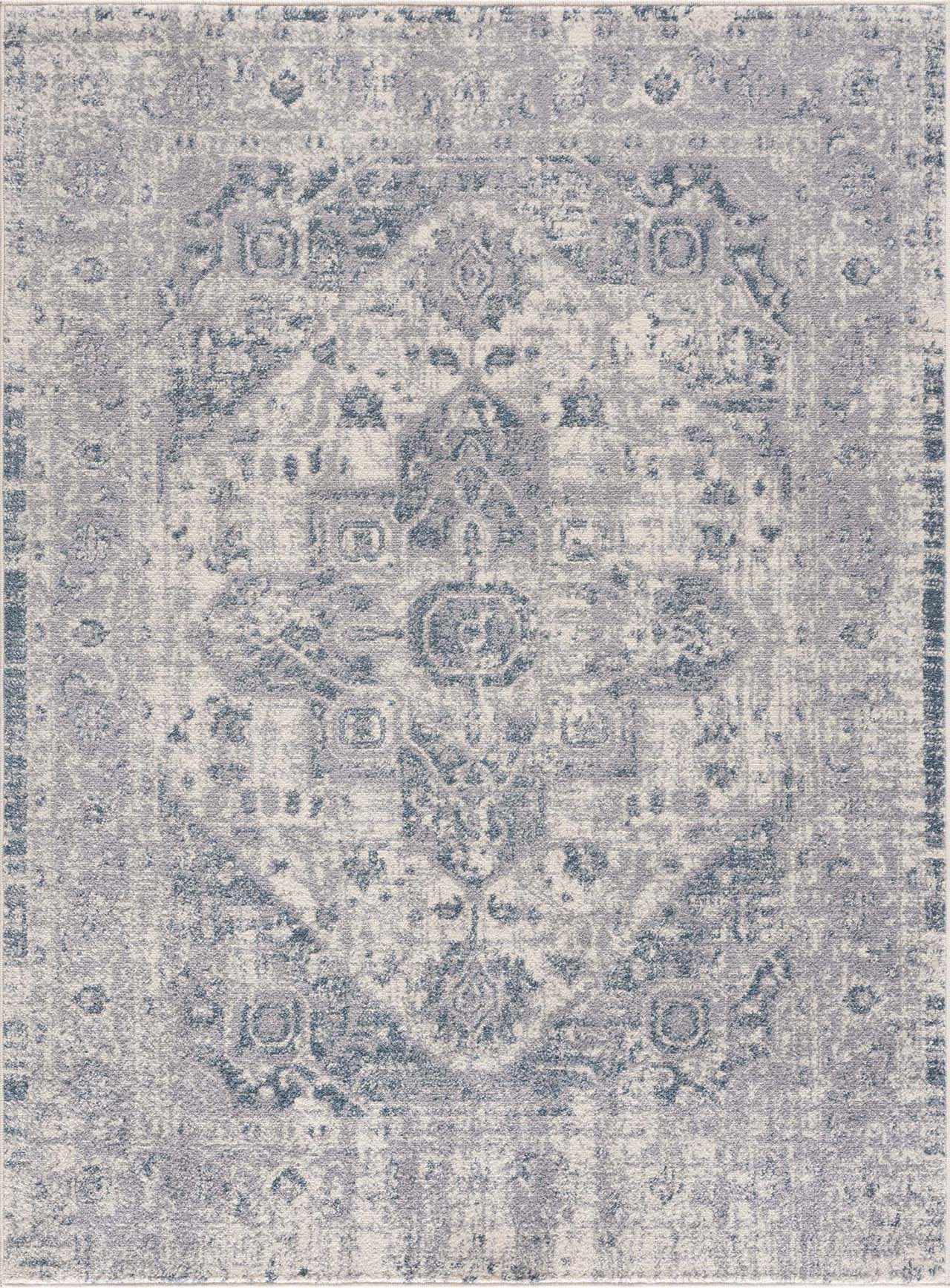 Peeta Gray Blue Medallion Area Rug - Clearance by Boutique Rugs