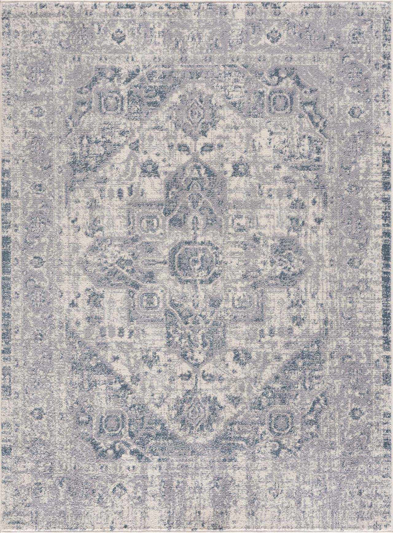 Peeta Gray Blue Medallion Area Rug - Clearance by Boutique Rugs