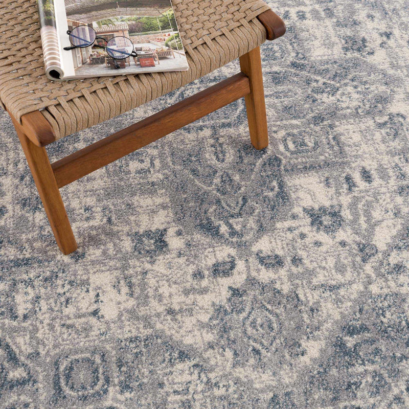 Peeta Gray Blue Medallion Area Rug - Clearance by Boutique Rugs