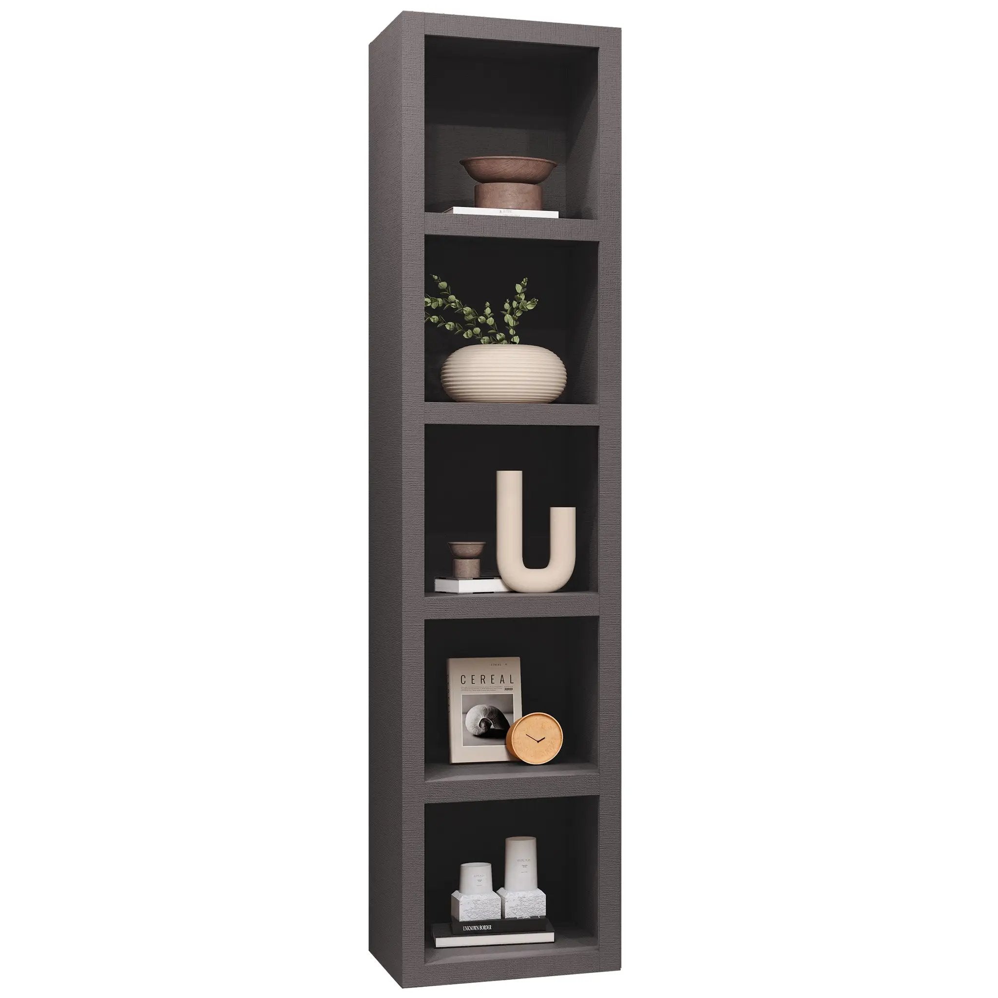 Dark Grey 91-in Tall Wooden Bookcase Shelf by Sharicks