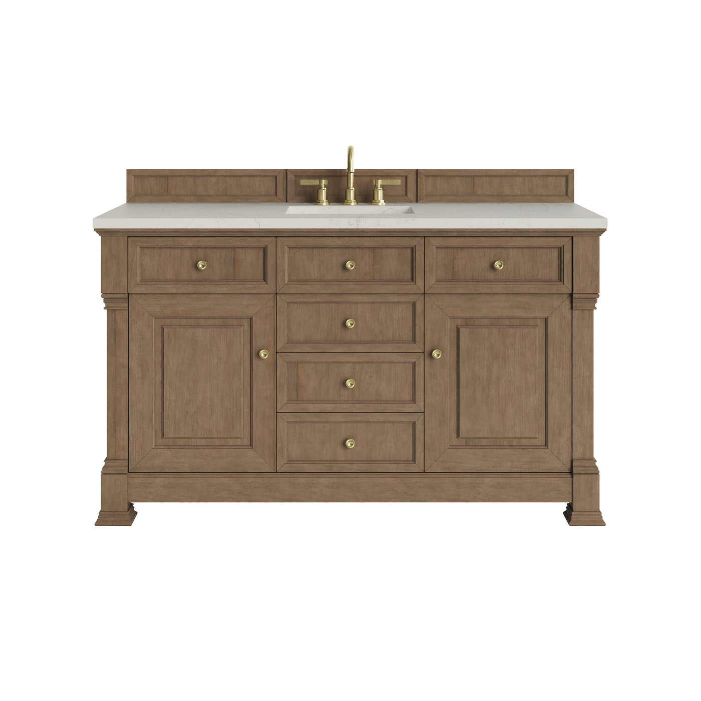James Martin Brookfield 60" Single Bathroom Vanity, Pecan with Siberian countertop