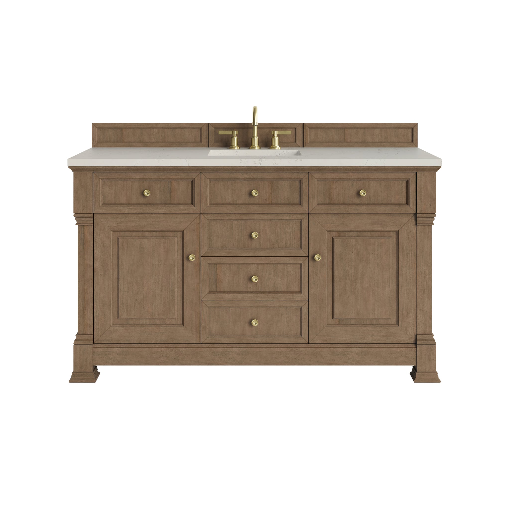 James Martin Brookfield 60" Single Bathroom Vanity, Pecan with Siberian countertop