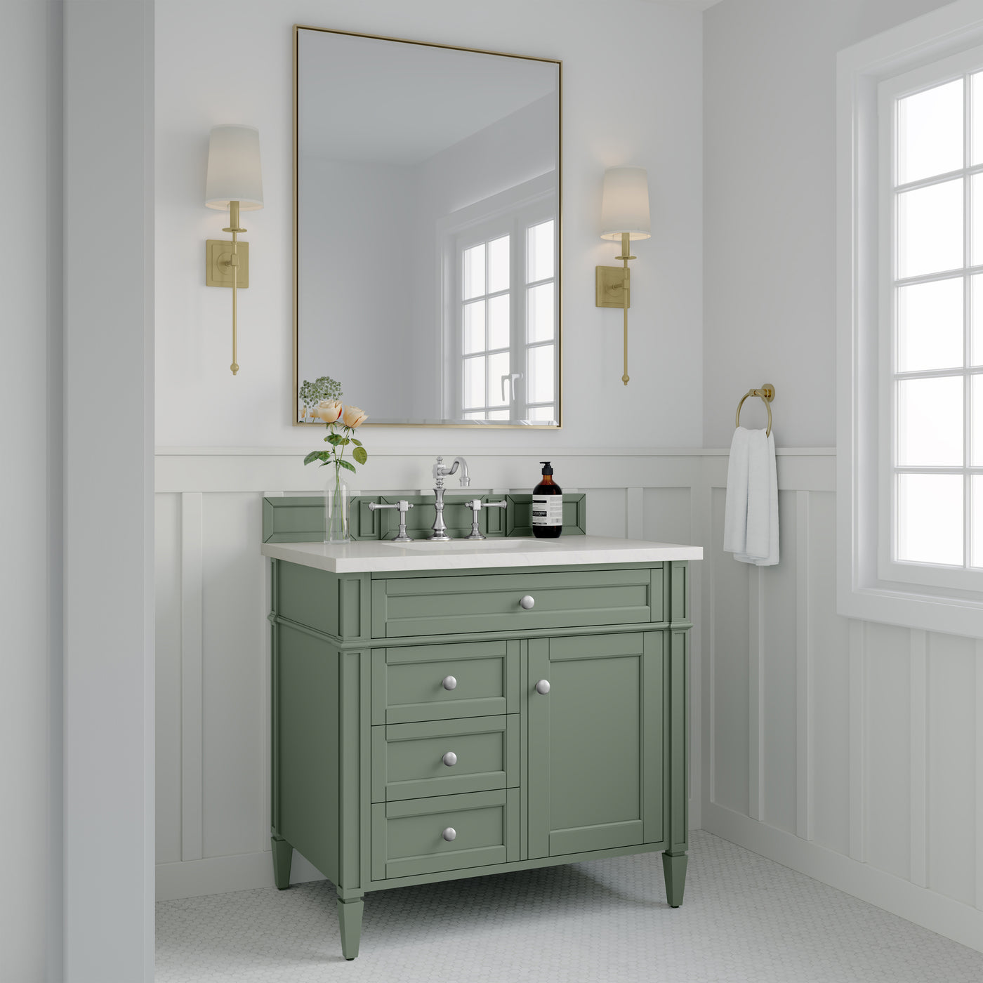 James Martin Brittany 36" Single Bathroom Vanity, Smokey Celadon, view 16
