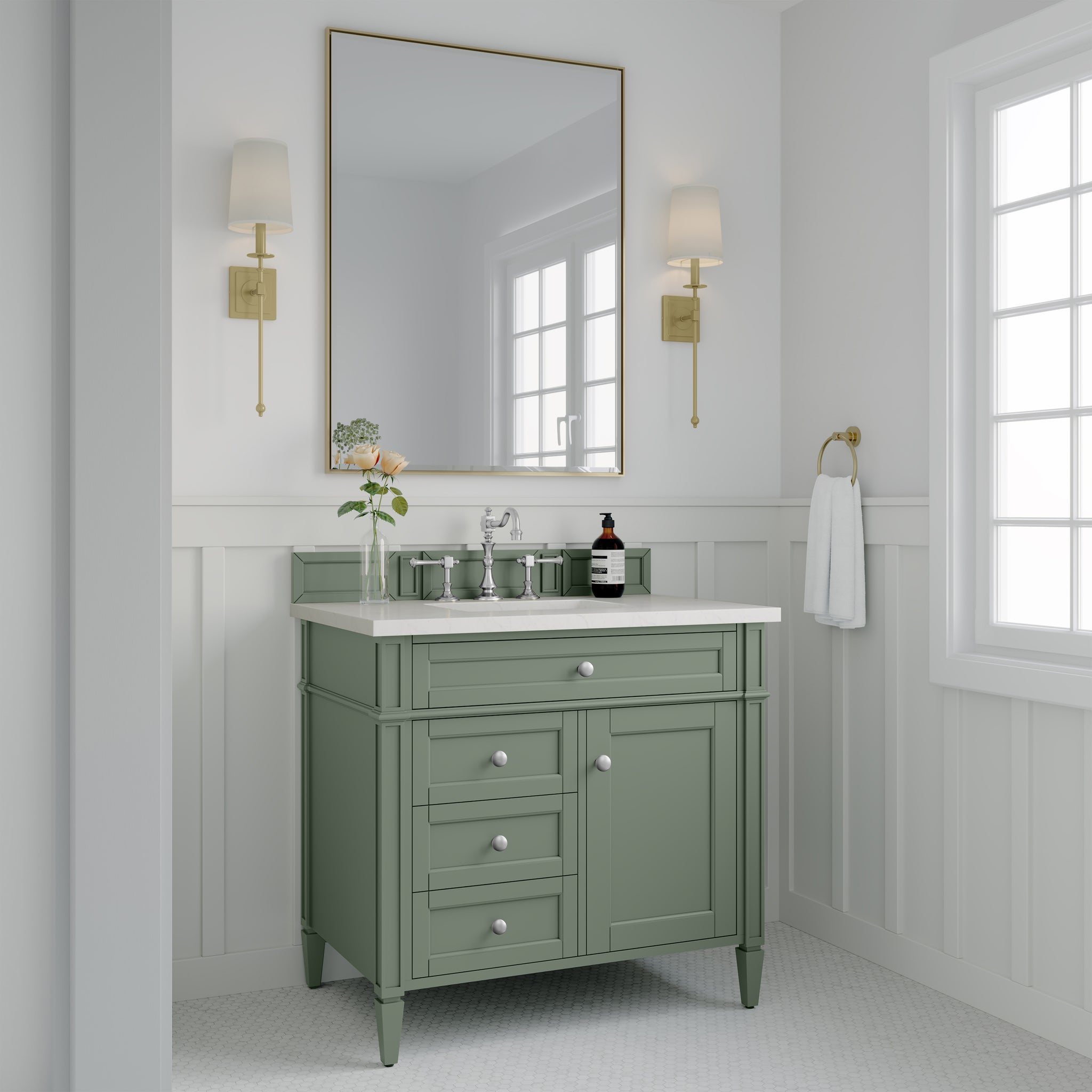 James Martin Brittany 36" Single Bathroom Vanity, Smokey Celadon, view 16
