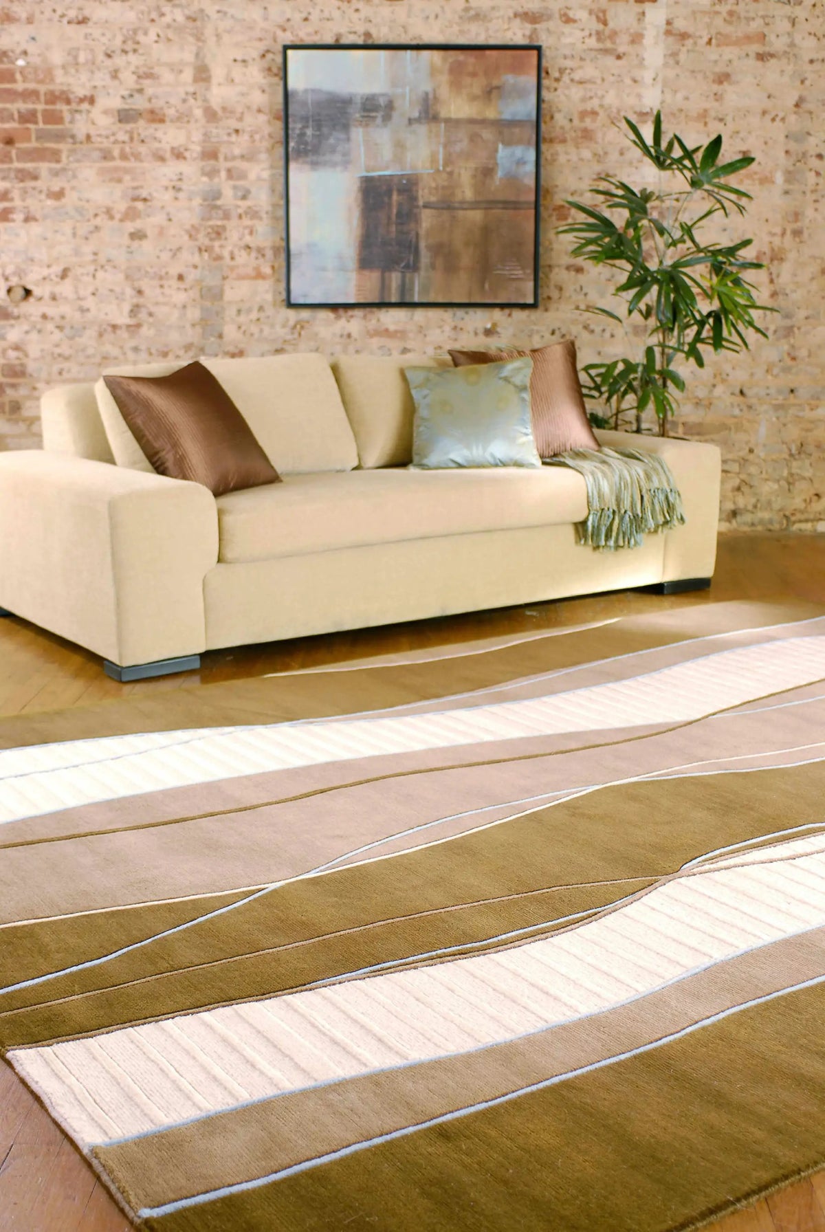 Alanreed Brown Premium Wool Area Rug - Clearance, installed in a room 2