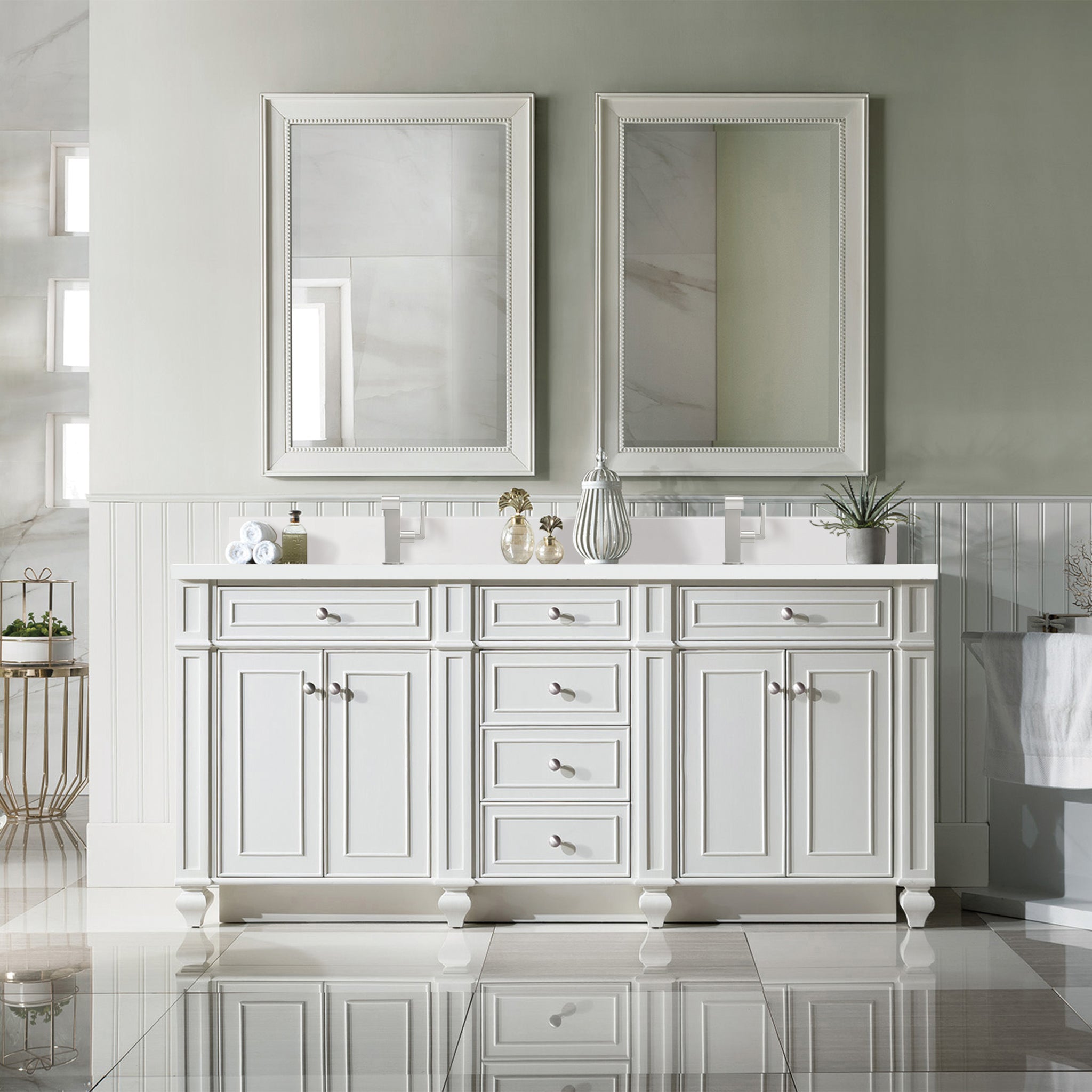 James Martin Bristol 72" Double Bathroom Vanity, Bright White, view 39