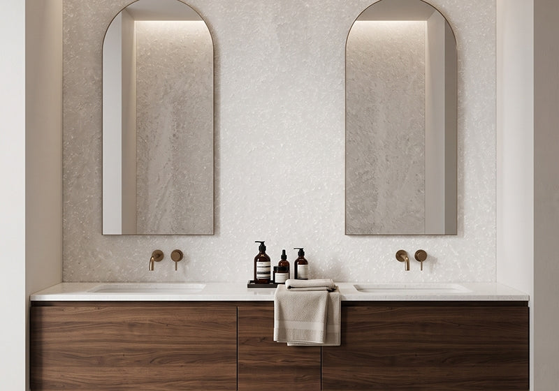 Albatre Blanc Polished Quartzite Slab Random room scene 4