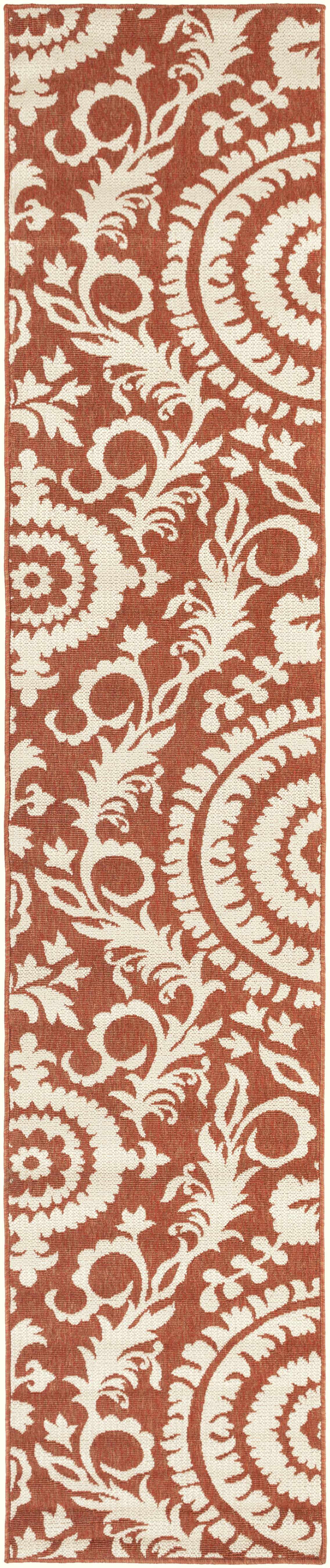 Alburnett Burnt Orange Floral Outdoor Rug - Clearance, photo 12 of 16