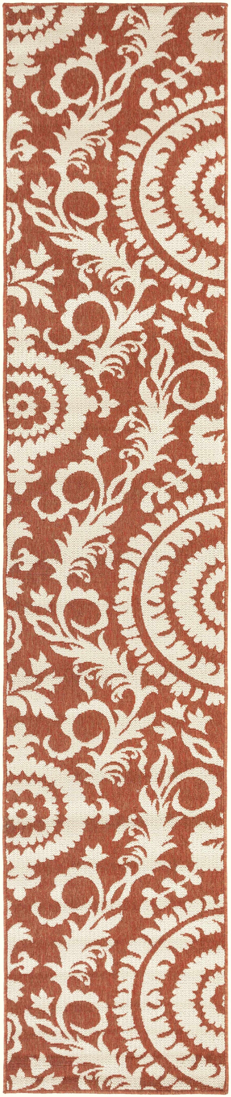 Alburnett Burnt Orange Floral Outdoor Rug - Clearance by Boutique Rugs