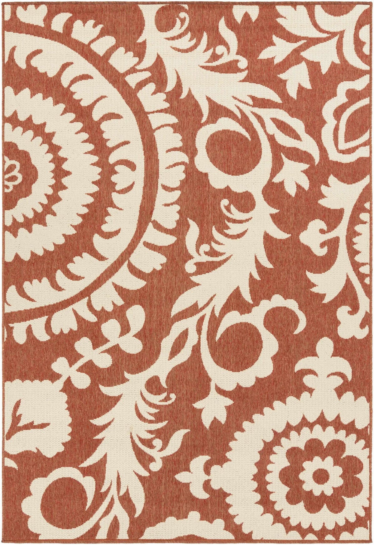 Alburnett Burnt Orange Floral Outdoor Rug - Clearance, photo 13 of 16