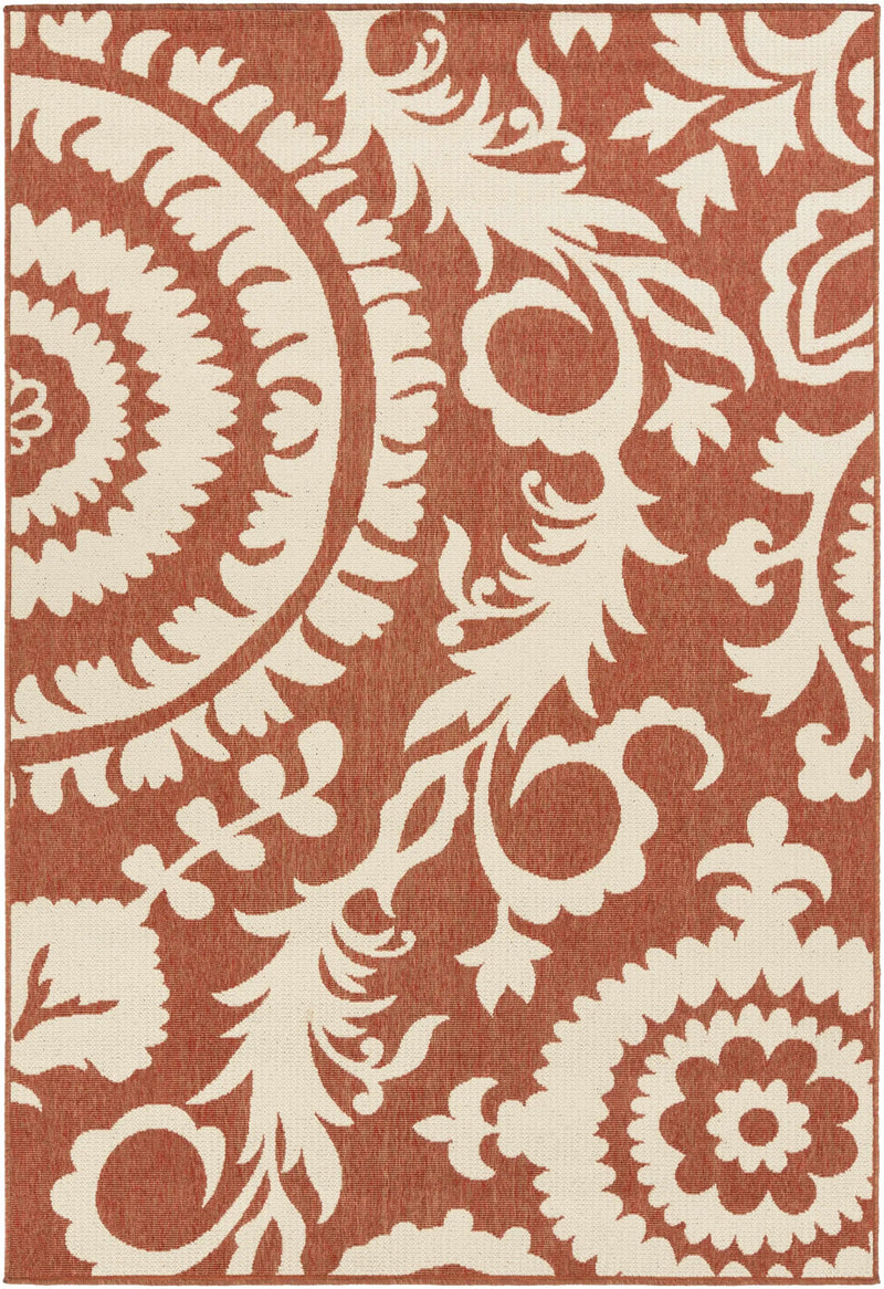 Alburnett Burnt Orange Floral Outdoor Rug - Clearance by Boutique Rugs