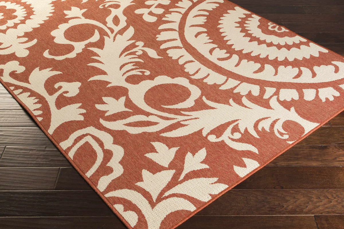 Alburnett Burnt Orange Floral Outdoor Rug - Clearance, photo 11 of 16
