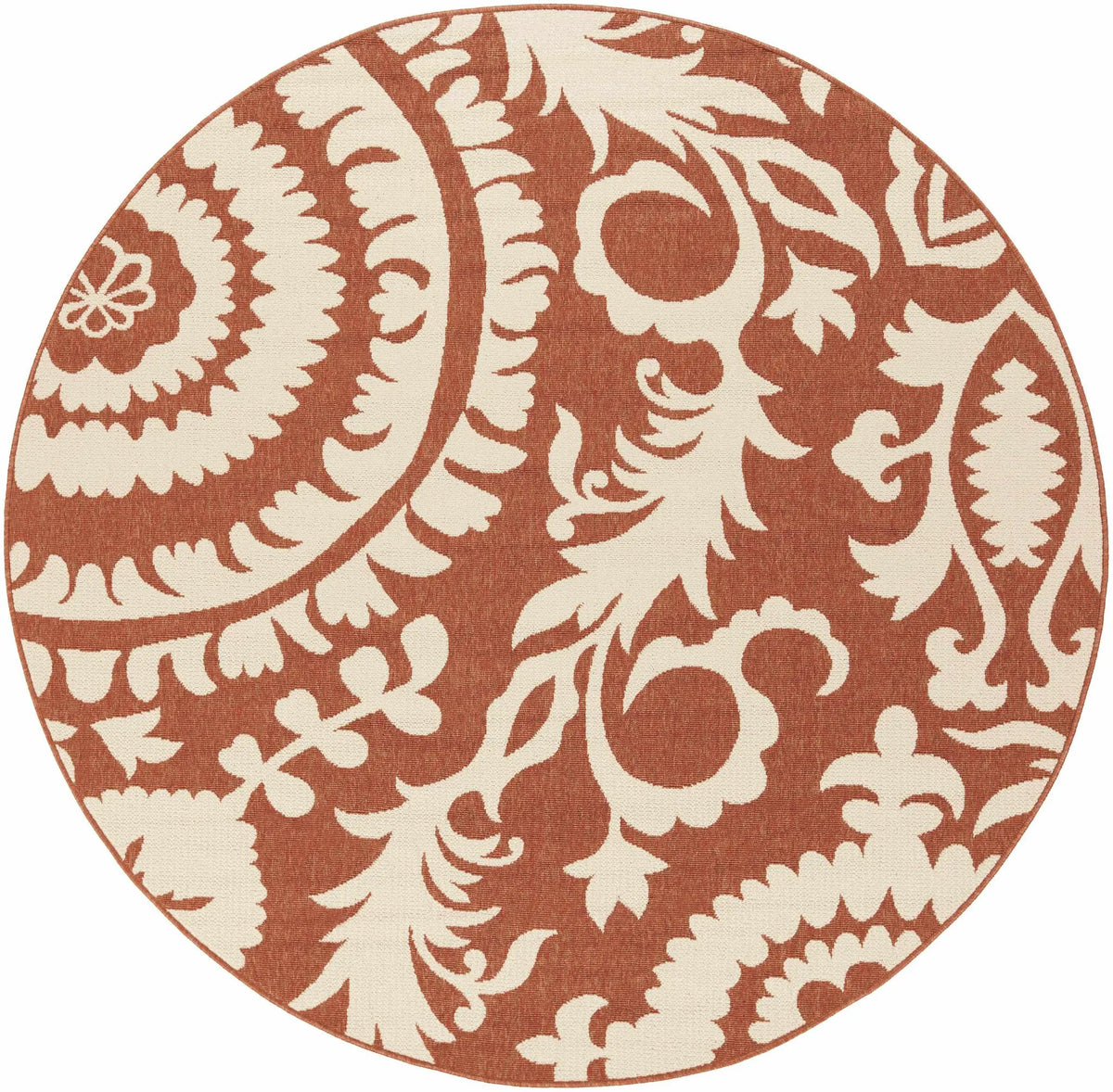 Alburnett Burnt Orange Floral Outdoor Rug - Clearance, photo 5 of 16