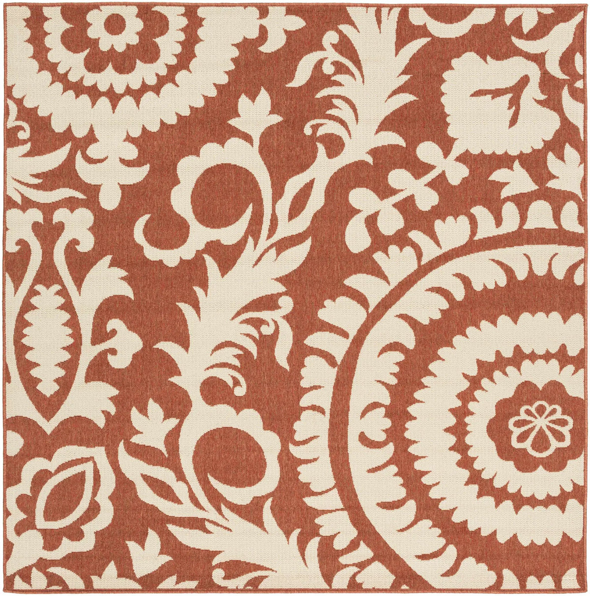 Alburnett Burnt Orange Floral Outdoor Rug - Clearance, photo 6 of 16