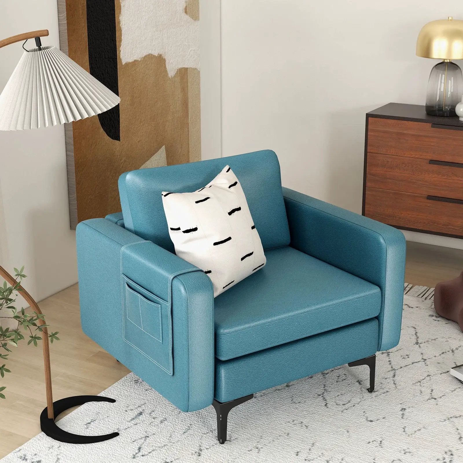 Modern Accent Armchair with Side Storage Pocket by DirectDeals