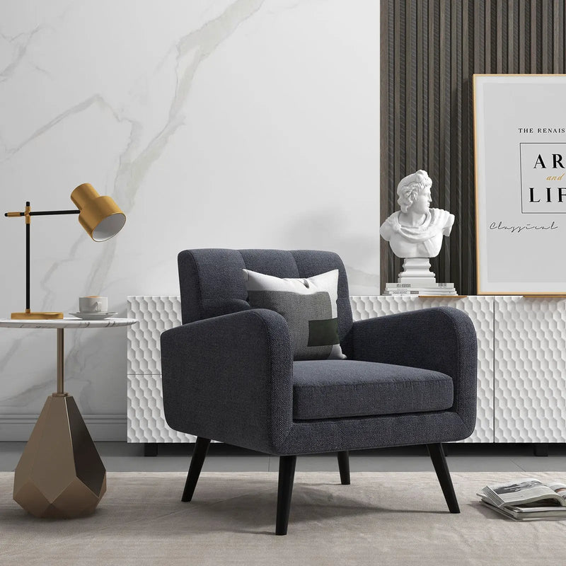 Modern Upholstered Comfy Accent Chair Single Sofa with Rubber Wood Legs by DirectDeals
