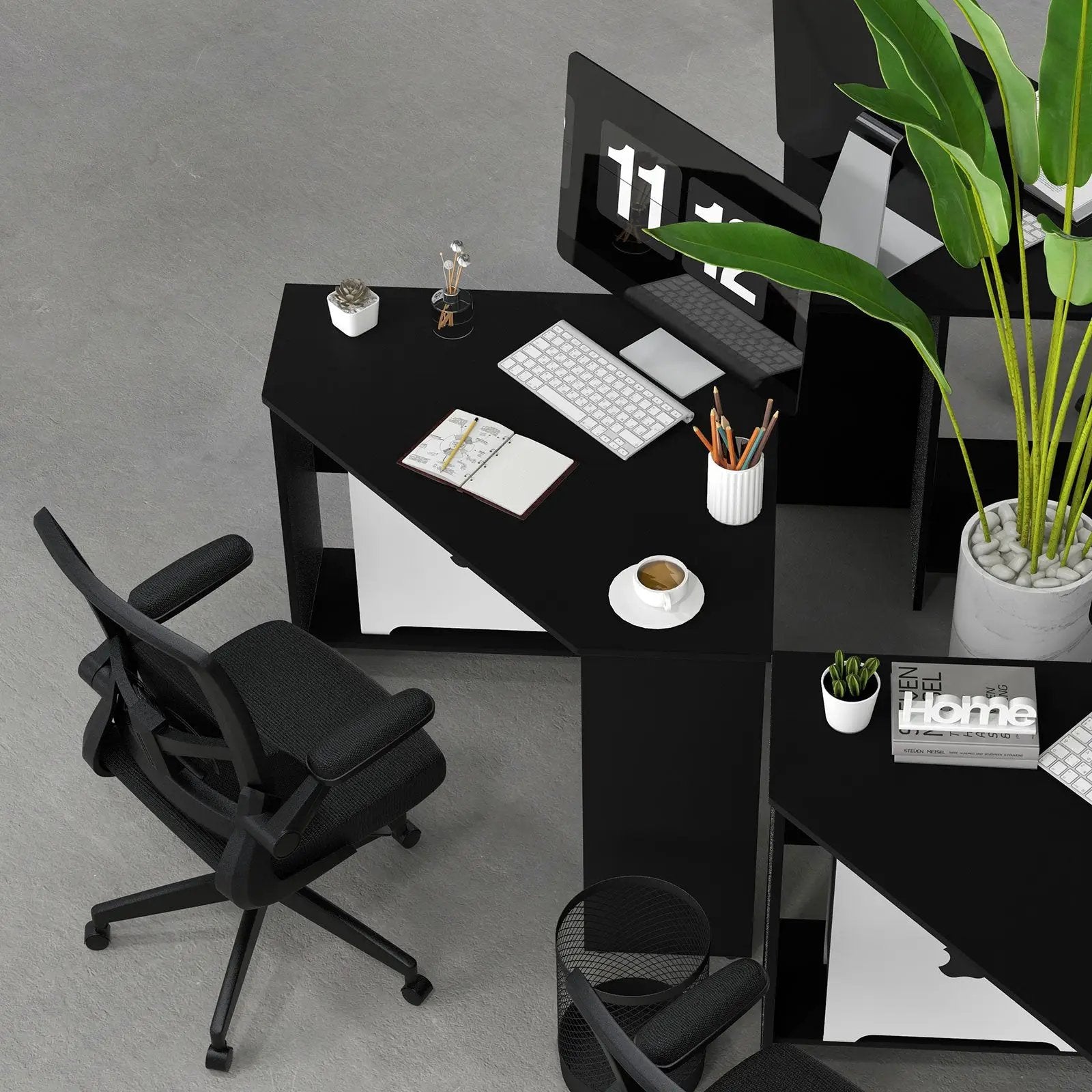 Corner Computer Desk with Storage Shelf - Triangle Design by DirectDeals