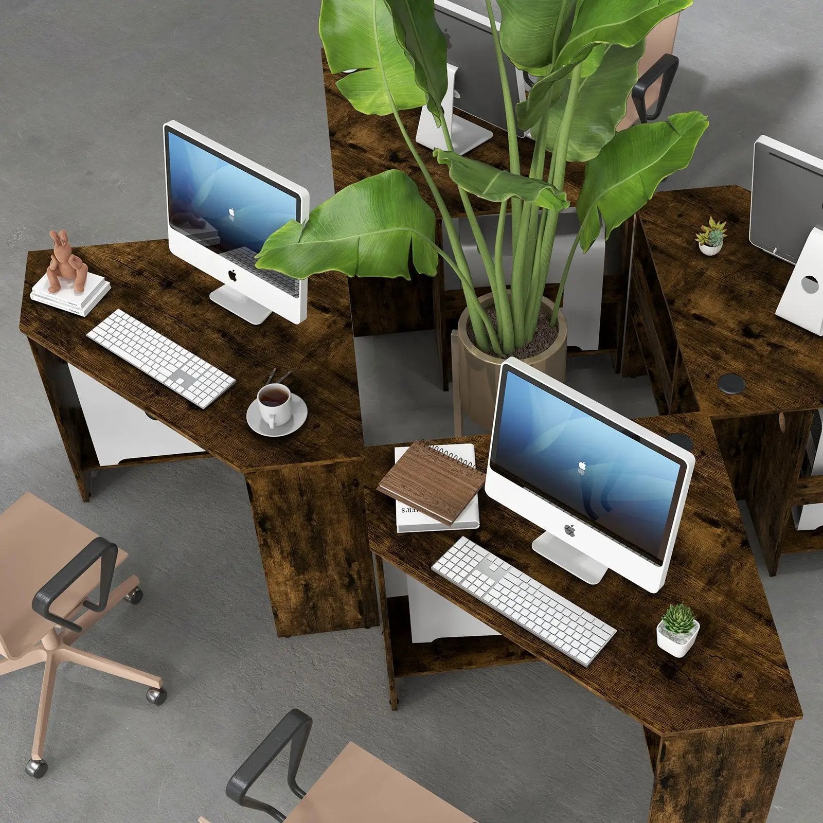 Corner Computer Desk with Storage Shelf - Triangle Design by DirectDeals