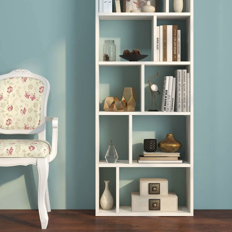 66 Inch Tall 5 Tiers Wood Bookshelf with 10 Open Compartments-White by DirectDeals