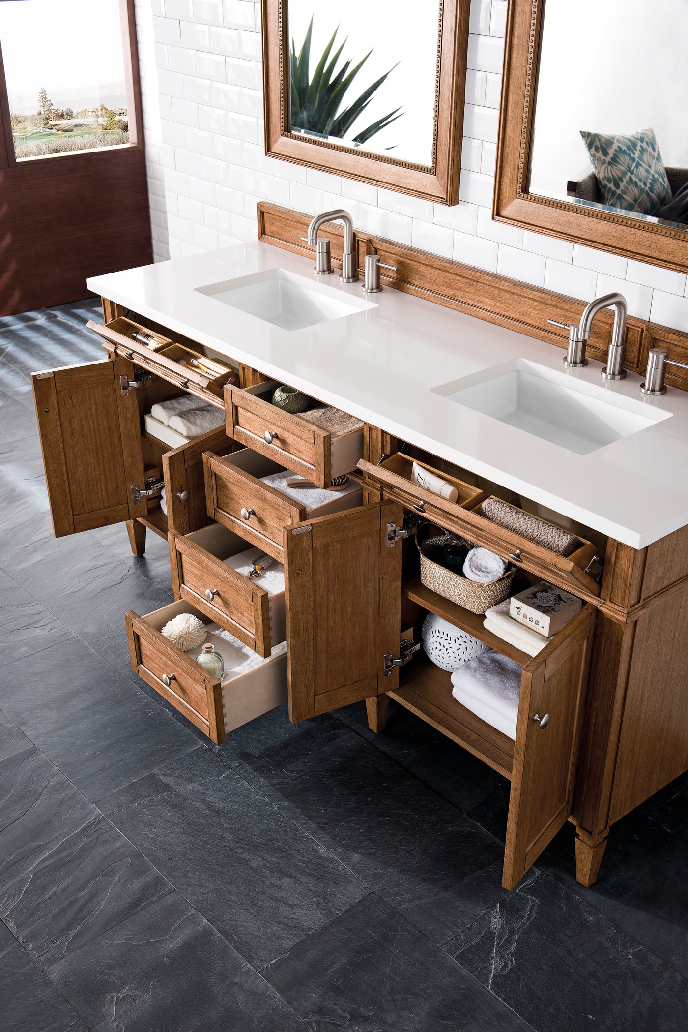 James Martin Brittany 72" Double Bathroom Vanity, Saddle Brown, view 27