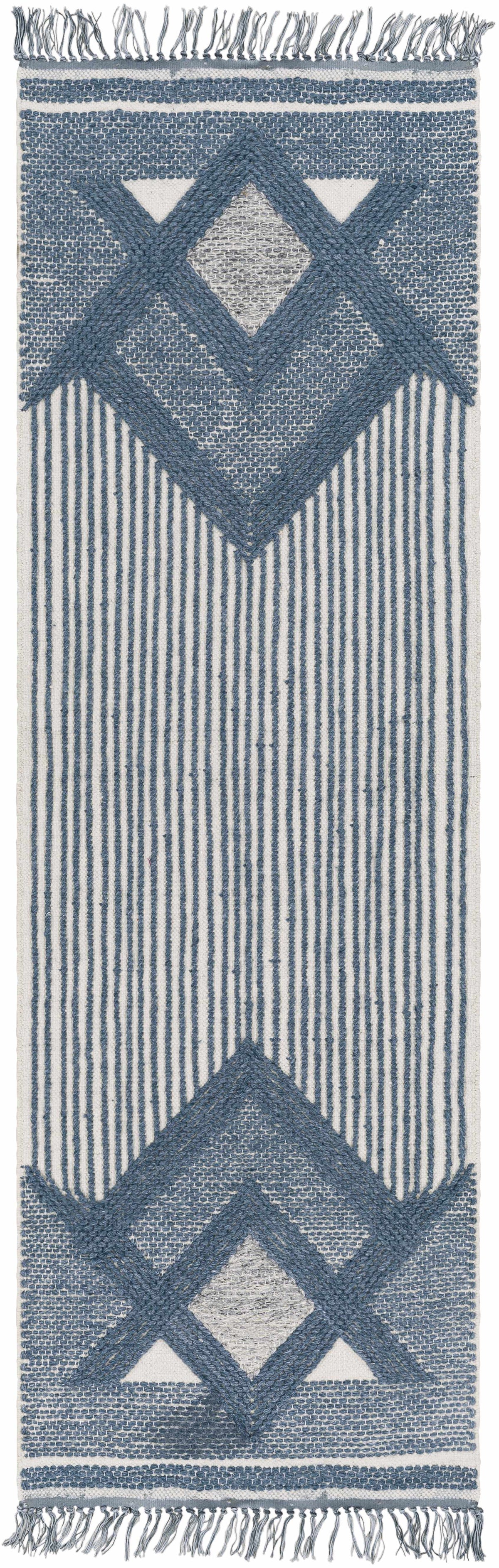 Aldbourne Blue Tassel Flatweave Wool Rug - Clearance, photo 3 of 9
