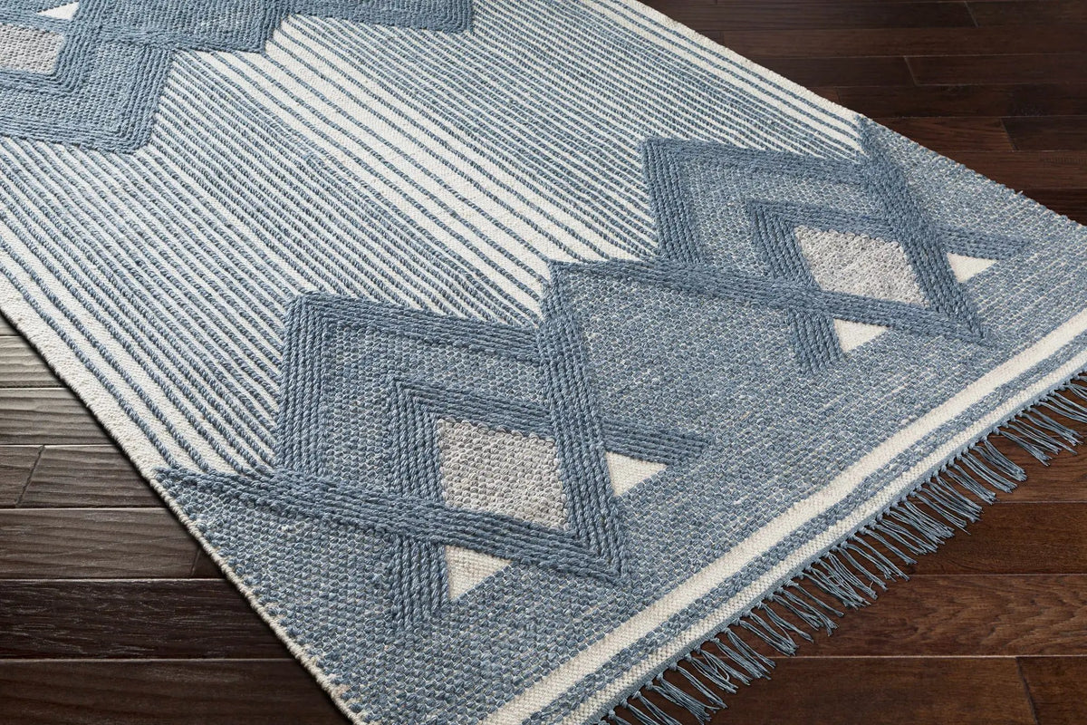 Aldbourne Blue Tassel Flatweave Wool Rug - Clearance, photo 7 of 9