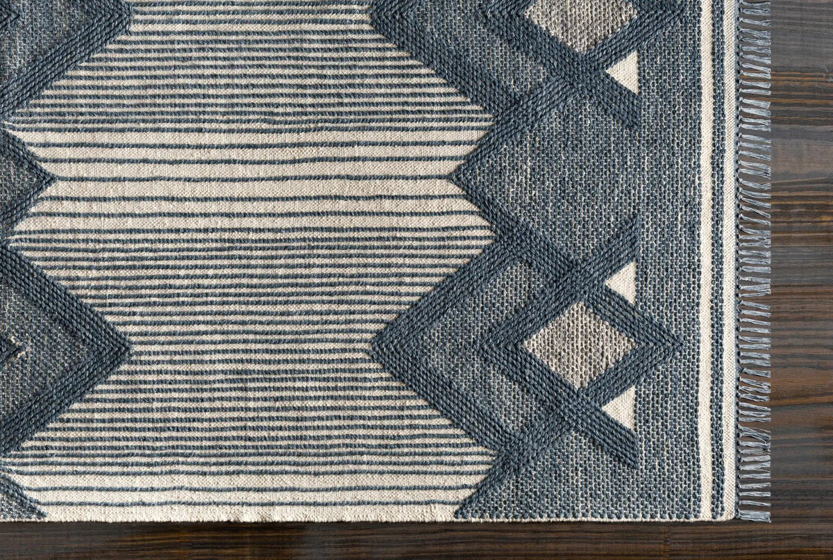 Aldbourne Blue Tassel Flatweave Wool Rug - Clearance, photo 4 of 9